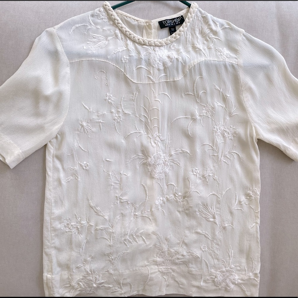 Gorgeous Ivory Embroidered Topshop Blouse